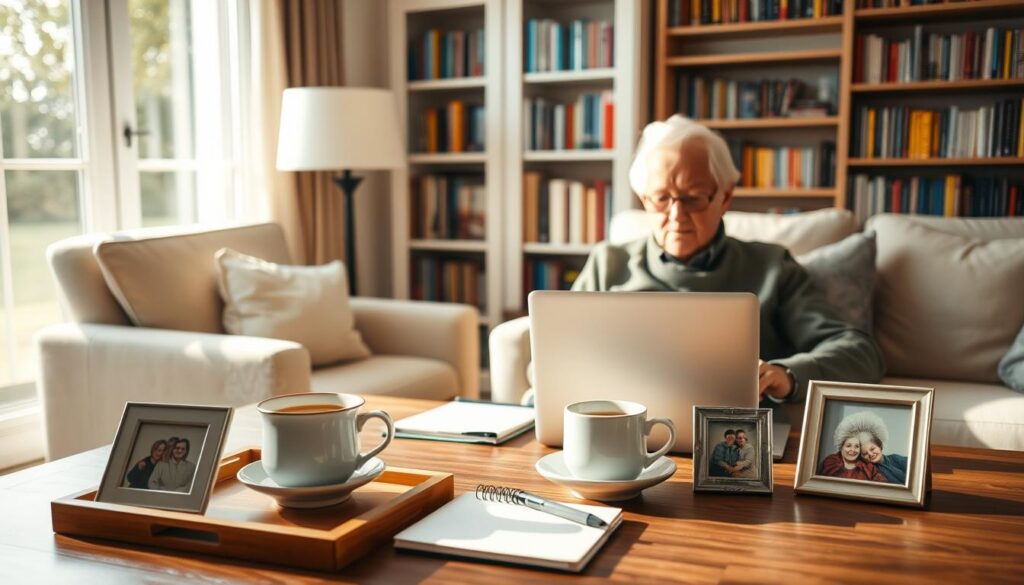 Senior adult learning to use ChatGPT on tablet device