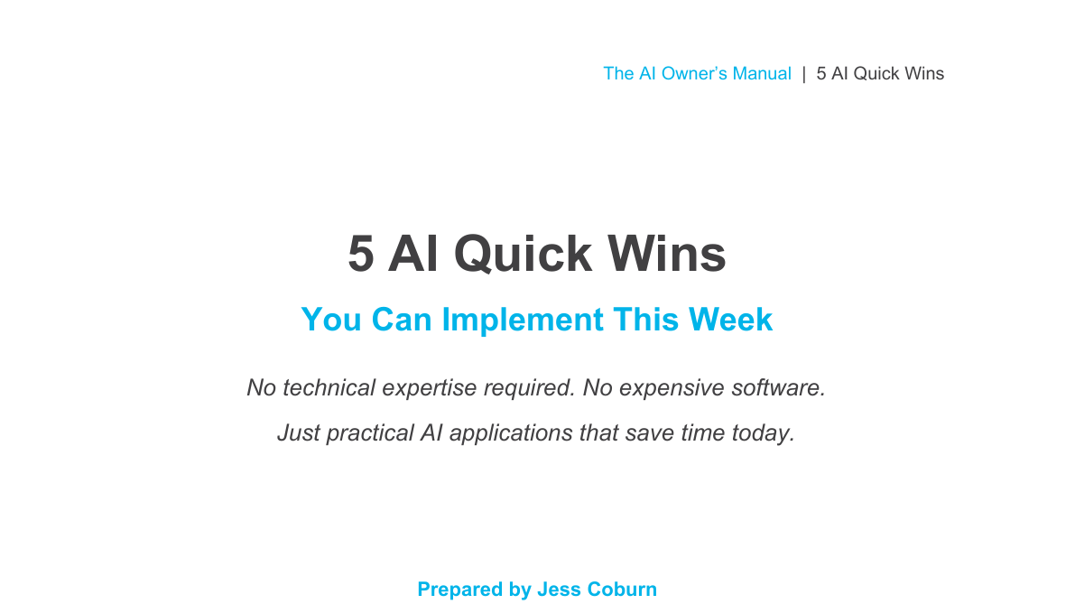 5 AI Quick Wins Checklist | Jess Coburn