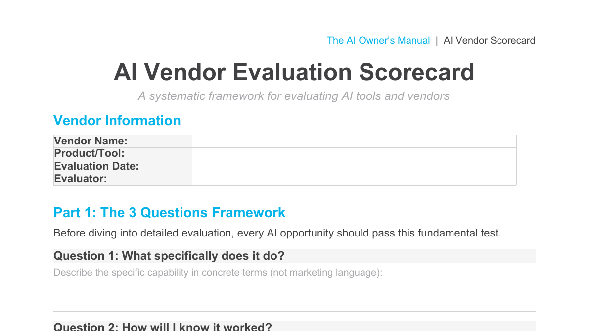 AI Vendor Evaluation Scorecard | Jess Coburn