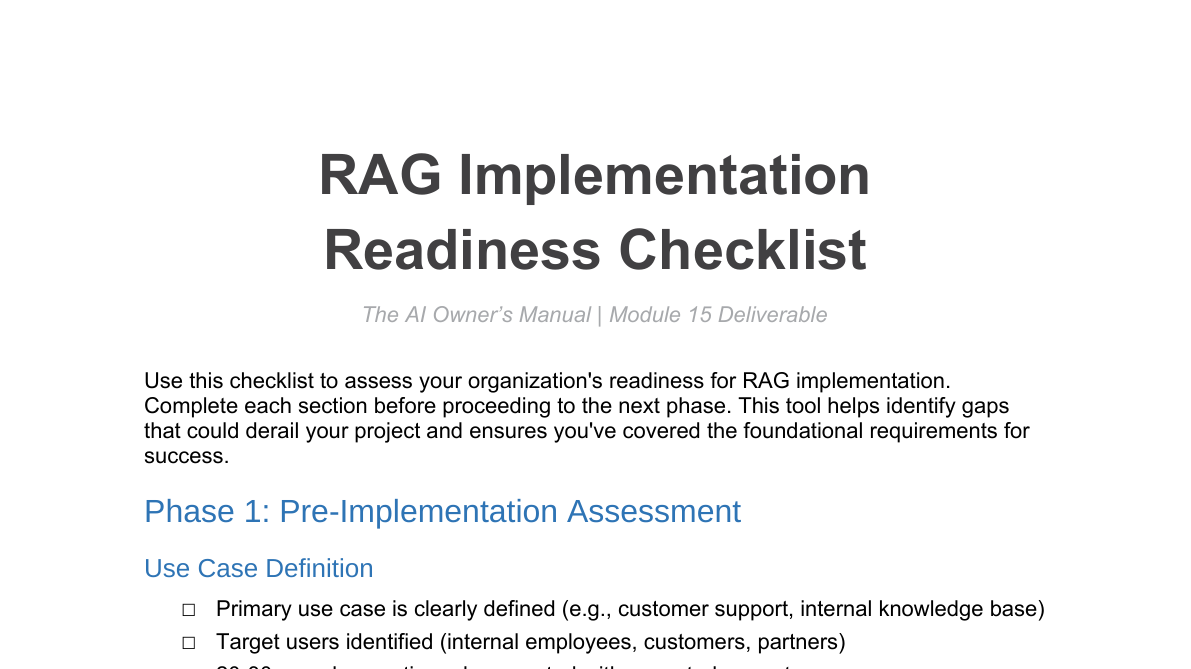 RAG Readiness Checklist | Jess Coburn