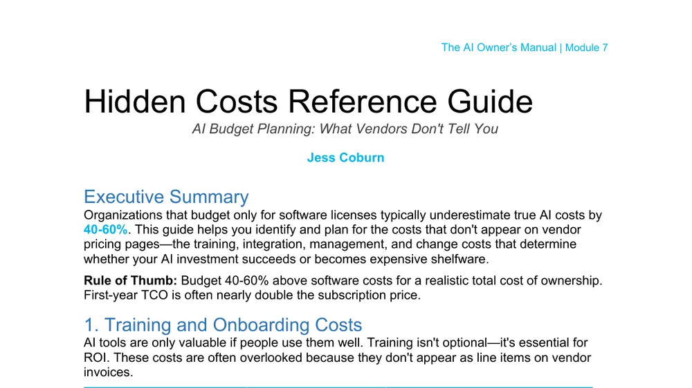 Preview of AI Hidden Costs Reference Guide