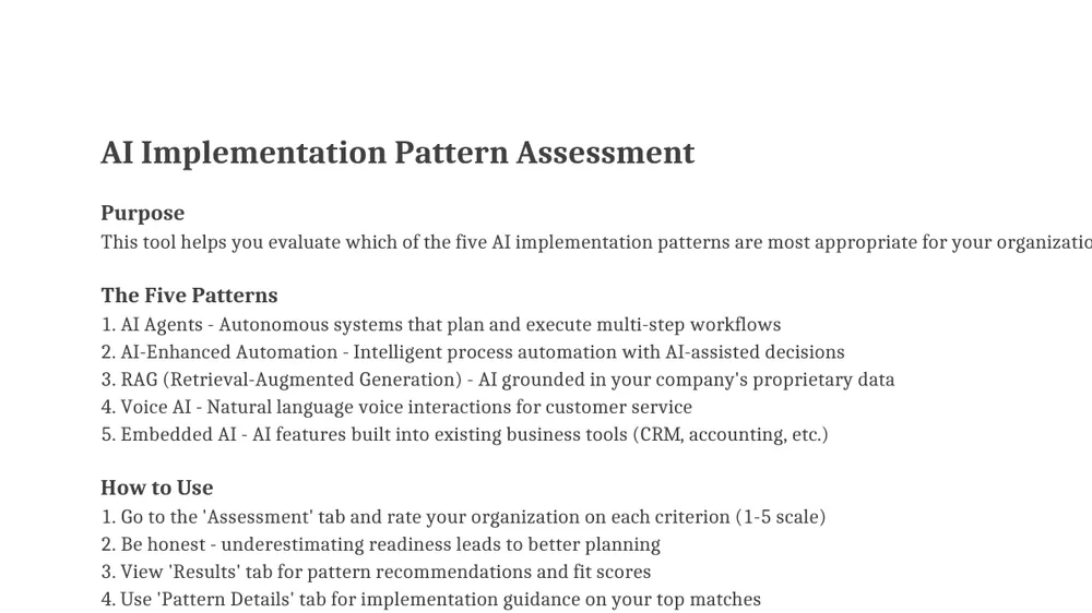 Preview of AI Implementation Pattern Assessment