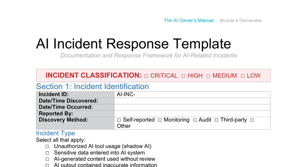 Preview of AI Incident Response Template