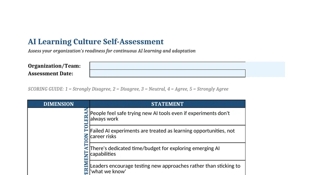 Preview of AI Learning Culture Assessment
