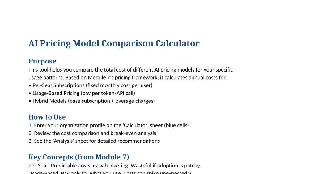 Preview of AI Pricing Model Comparison