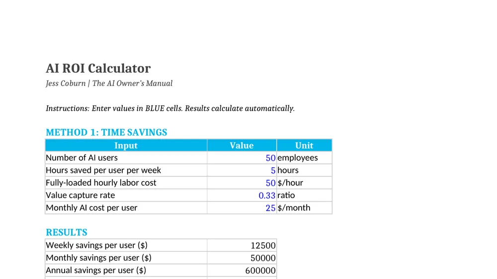 Preview of AI ROI Calculator