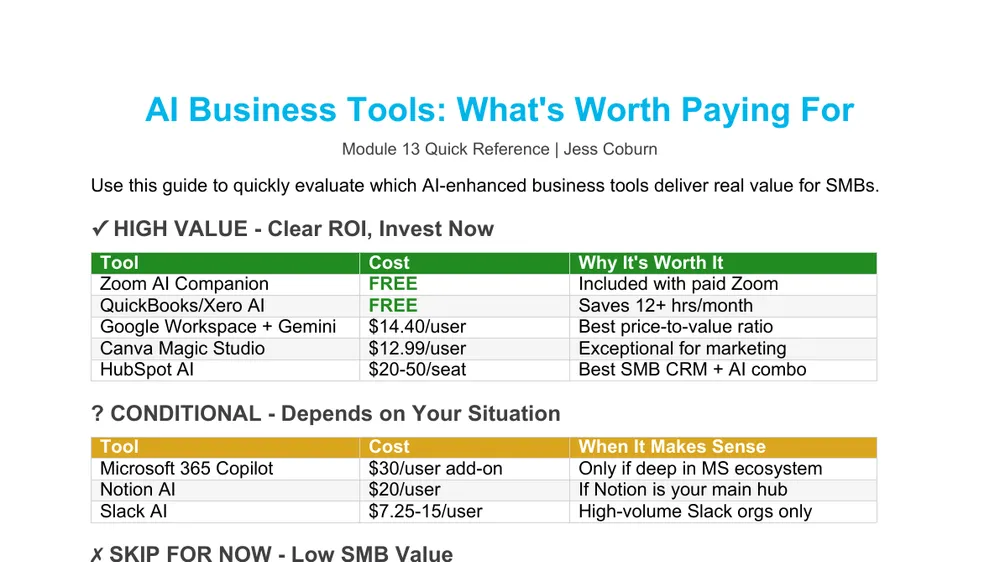 Preview of AI Tool Value Decision Guide