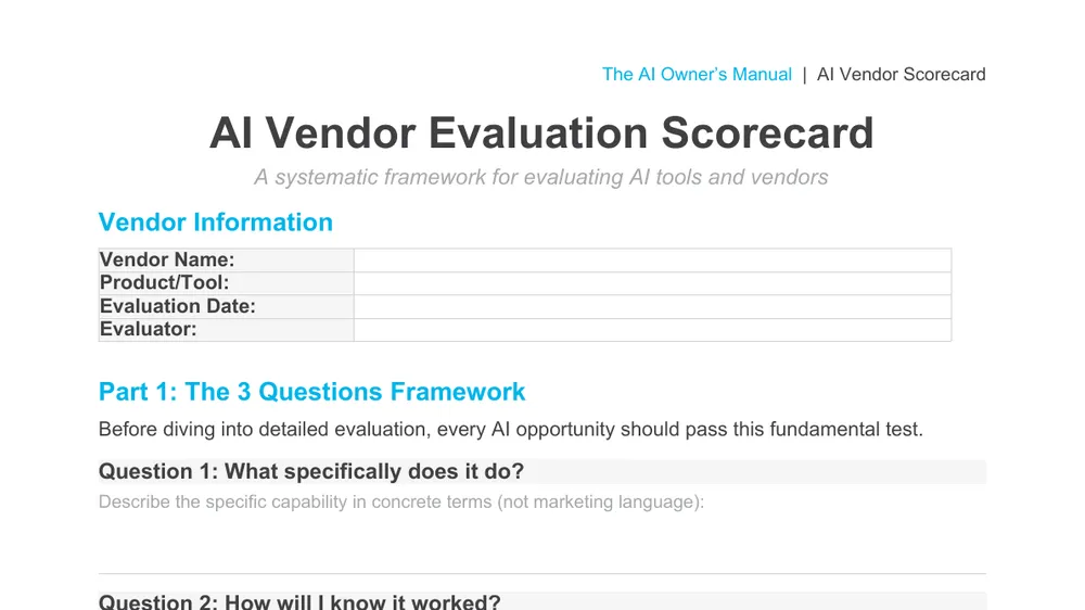 Preview of AI Vendor Evaluation Scorecard