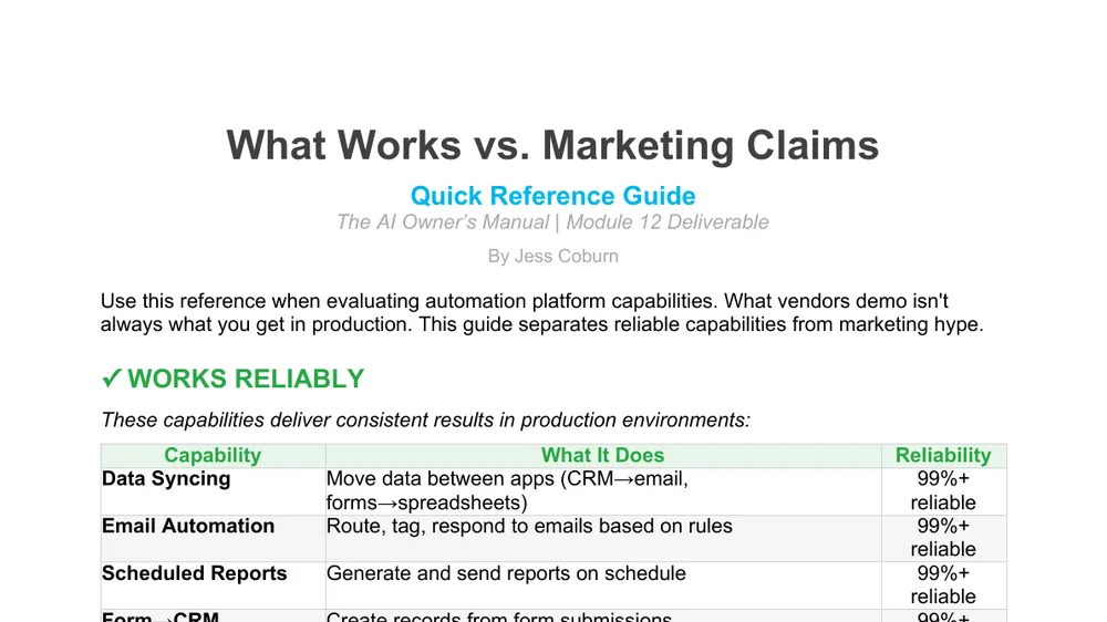 Preview of Automation What Works Quick Reference
