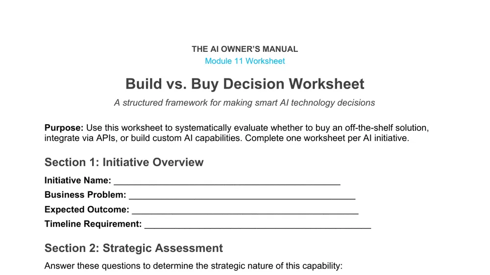 Preview of Build vs Buy Decision Worksheet