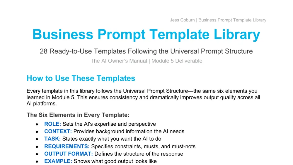 Preview of Business Prompt Template Library