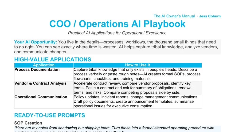 Preview of COO AI Playbook