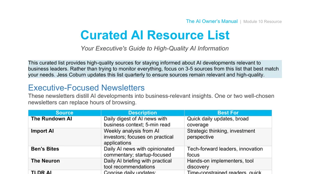 Preview of Curated AI Resource List