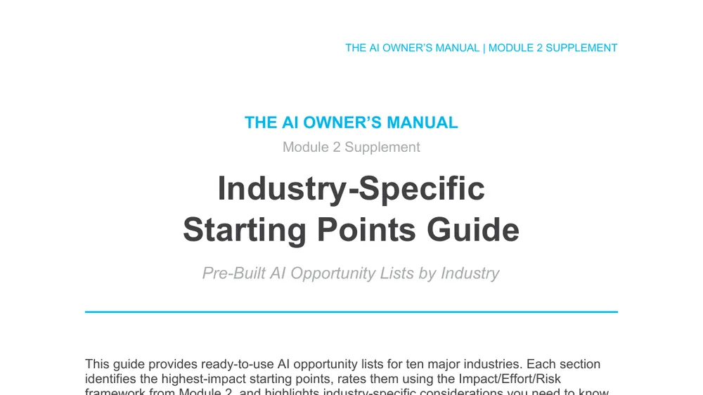 Preview of Industry Specific Starting Points Guide