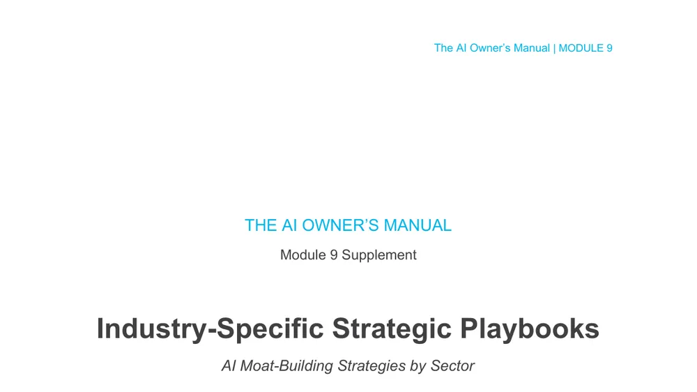 Preview of Industry Specific Strategic Playbooks