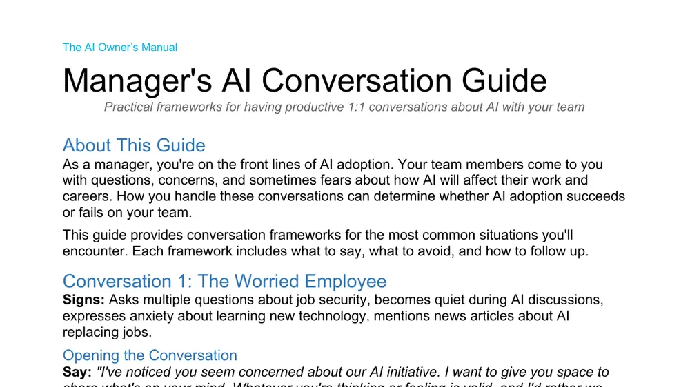 Preview of Managers AI Conversation Guide