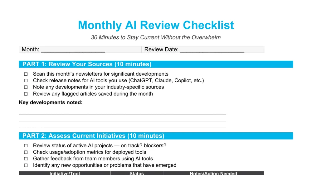 Preview of Monthly AI Review Checklist