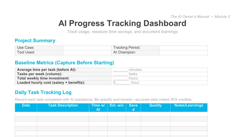 Preview of Progress Tracking Dashboard