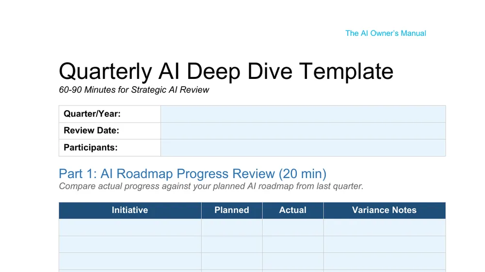 Preview of Quarterly AI Deep Dive Template