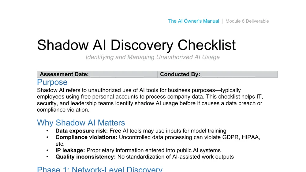 Preview of Shadow AI Discovery Checklist