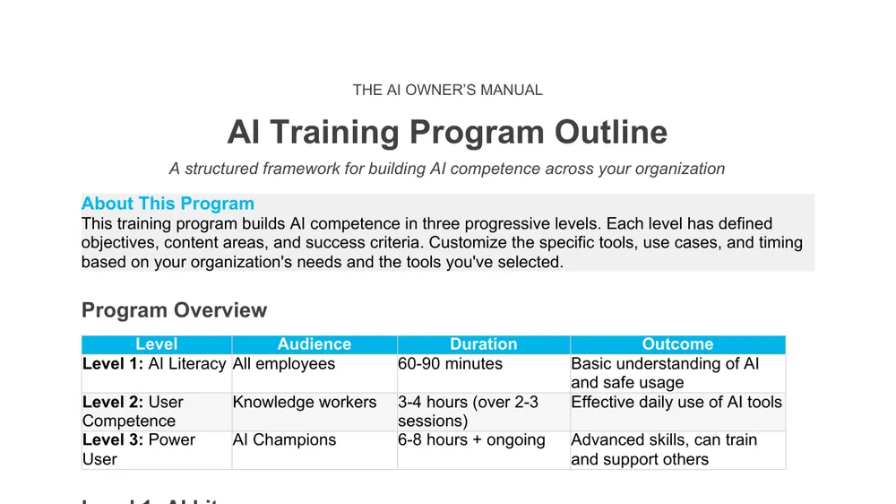 Preview of Training Program Outline