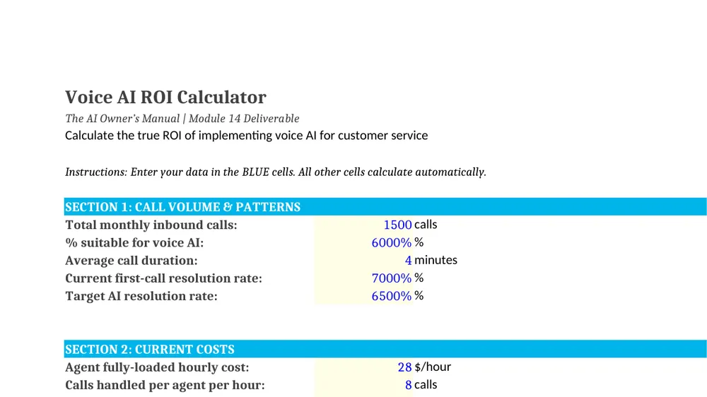 Preview of Voice AI ROI Calculator