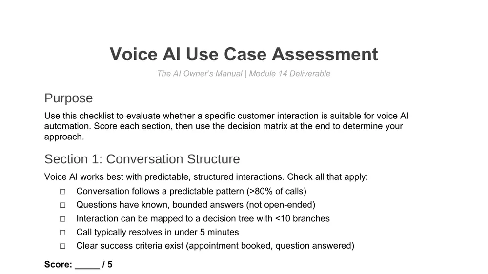 Preview of Voice AI Use Case Assessment